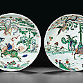 Two large famille verte saucer dishes, kangxi period (1662-1722)