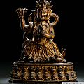 A fine gilt-lacquered bronze figure of vajrapani, tibeto-chinese, 15th century