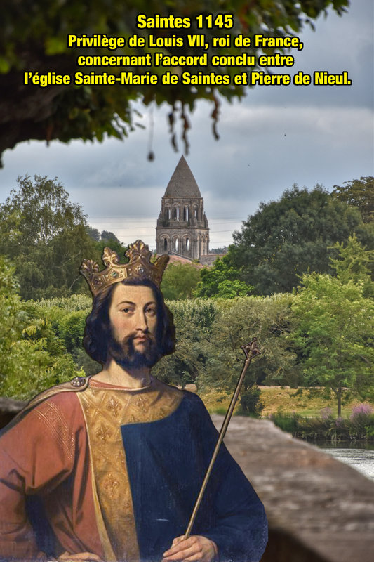 Saintes 1145 Privilège de Louis VII, roi de France, concernant l’accord conclu entre l’église Sainte-Marie de Saintes et Pierre de Nieul