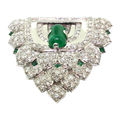 René boivin. an emerald and diamond clip brooch, france. circa 1935