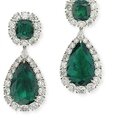 A superb pair of emerald and diamond ear pendants