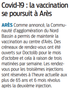 2021 09 25 SO La vaccination se poursuit à Arès