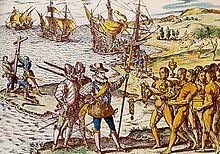 Résultat de recherche d'images pour "colomb négocie aves indigemes"