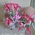 moulins à vent rose pâle rose vif blanc mariage photobooth bapteme baby shower décoration chambre enfant bébé fille