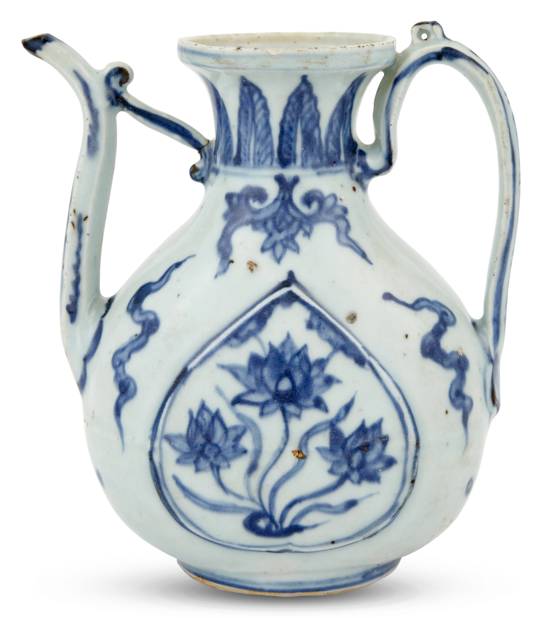 A Chinese Blue and White Porcelain Ewer, Yuan Dynasty