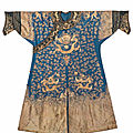 A blue-ground embroidered court 'dragon' robe, jifu, 19th century