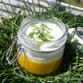 Verrine mangue fromage blanc basilic