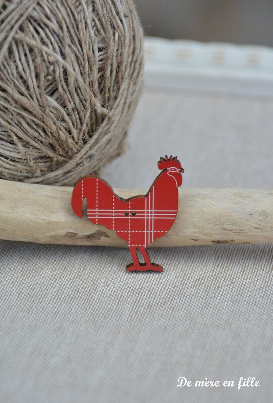 coq rayé rouge
