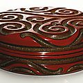A finely carved 'tixi' lacquer box and cover, yuan-ming dynasty