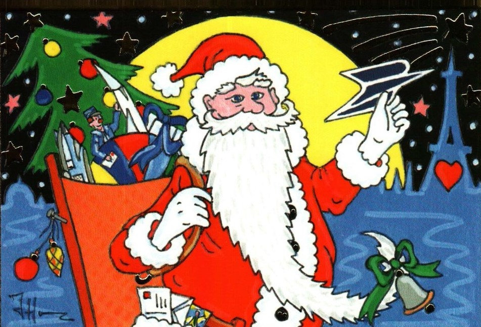 Cette carte de 1955 montre le voyage du Père Noël le 24 décembre