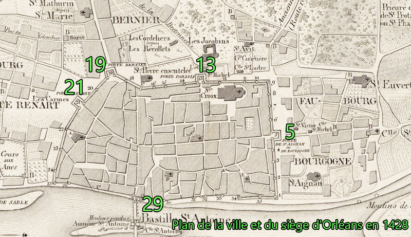 Plan de la ville et du siège d'Orléans en 1428