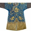 A blue-ground gold-thread silk dragon robe, china, 19th century