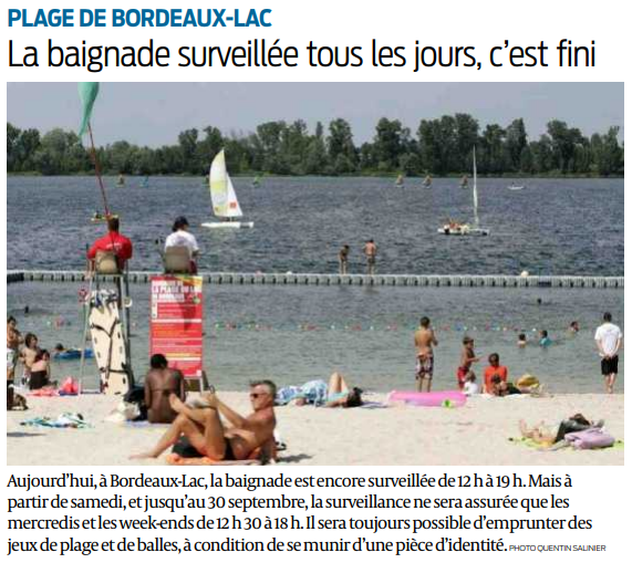 Fin De La Surveillance De La Plage De Bordeaux Lac Gironde