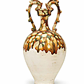 A rare sancai-glazed pottery amphora, Tang Dynasty (618-907)