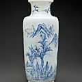 A rare blue and white rouleau vase, kangxi period, 17th century
