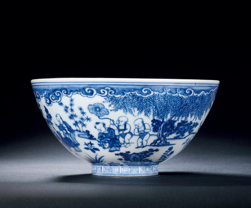 An Outstanding Blue and White ‘Boys’ Bowl, Chenghua Period, 1465-1487