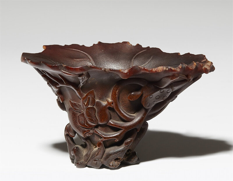 A rhinoceros horn cup, 18th-19th century