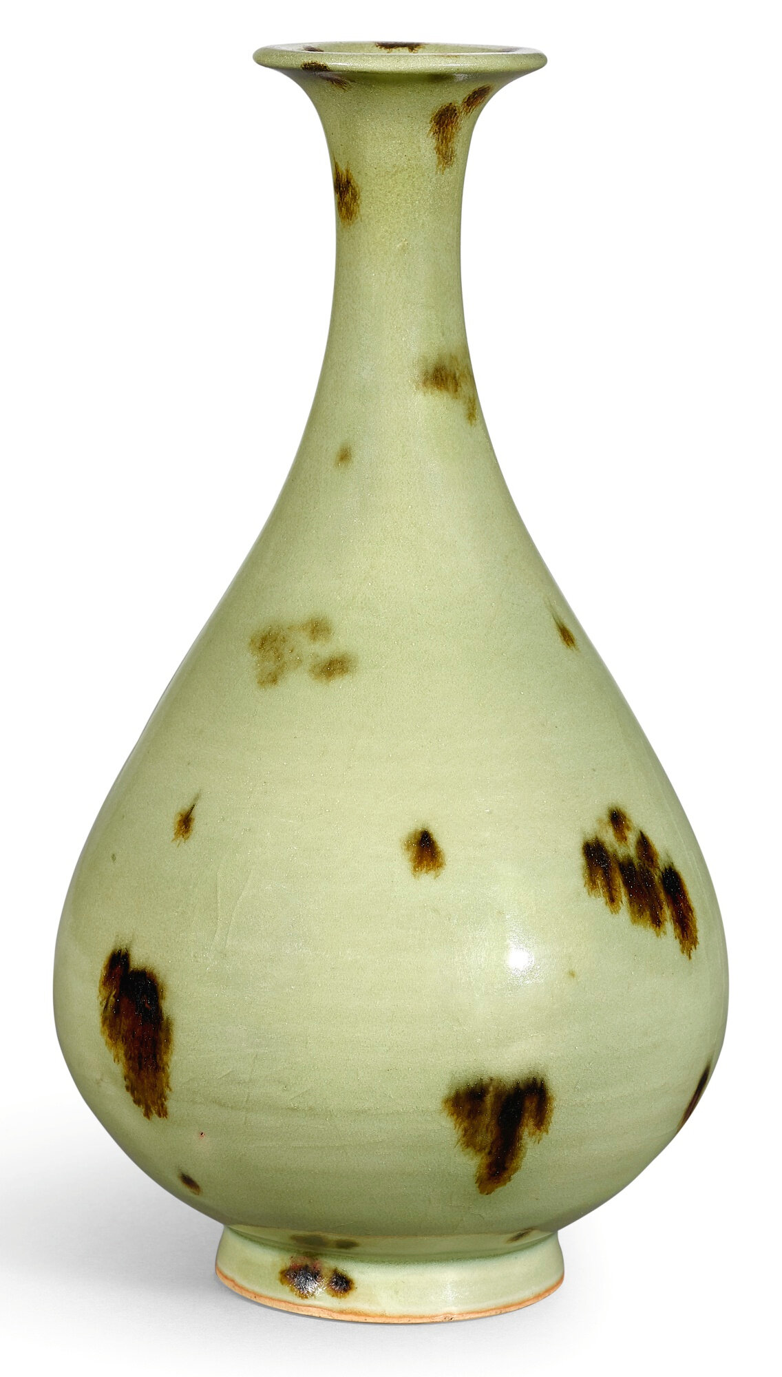 A rare Longquan celadon tobi seiji pear-shaped vase, yuhuchunping, Yuan dynasty (1279-1368)