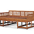 A very rare chinese large spotted bamboo luohan bed, luohanchuang, 18th-19th century