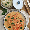 Crevettes premium au curry - coco carotte et vermicelles de soja