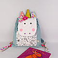 Sac licorne personnalisable couleur prénom bleu rose corail fleurs papillon sac à dos maternelle fille licorne personnalisé toddler unicorn backpack