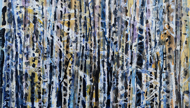 foret de bouleaux aquarelle 8 mai 2018