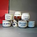 4 anciens Pots de Yaourt Léon en porcelaine blanche
