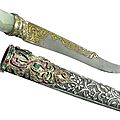 An ottoman jade-hilted and gem-set dagger and scabbard, turkey, 19th century
