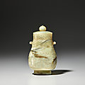 An archaistic bronze-form jade vase and cover, hu, song-ming dynasty