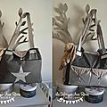 VENDU - grand sac à langer bébé fashion moderne nombreux rangements poches thème étoiles gris taupé argenté 4