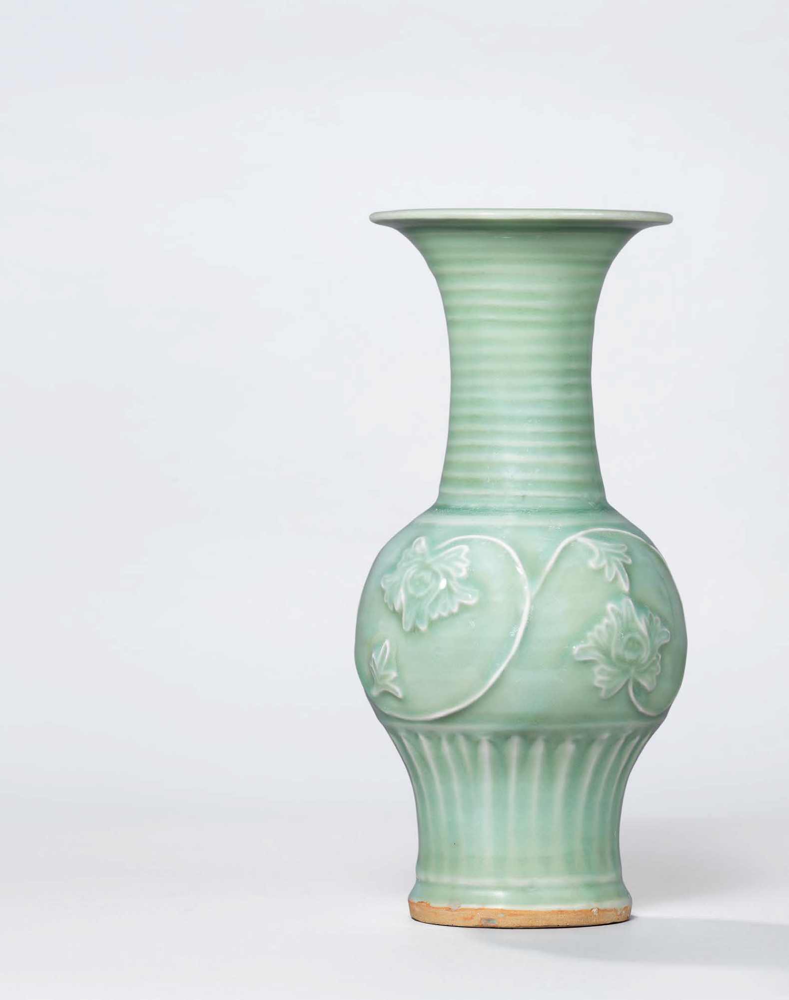 A moulded Longquan celadon vase, Yuan dynasty (1279-1368)