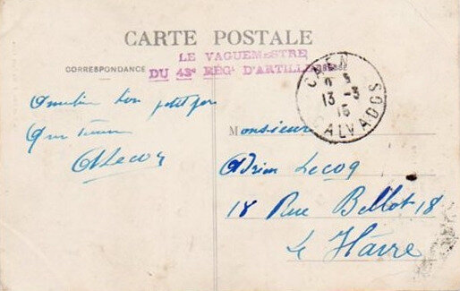 10 Caen, correspondance,1915, Adrien Lecoq
