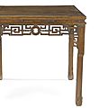 A huali and mixed wood square table, 19th century