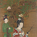 A painting of a court lady and lady-attendant, probably ming dynasty (1368-1644) or earlier