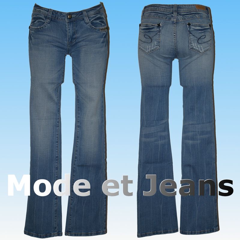 JEAN BOOTCUT Used Clair D lav Taille Basse JEAN BOOTCUT PAS