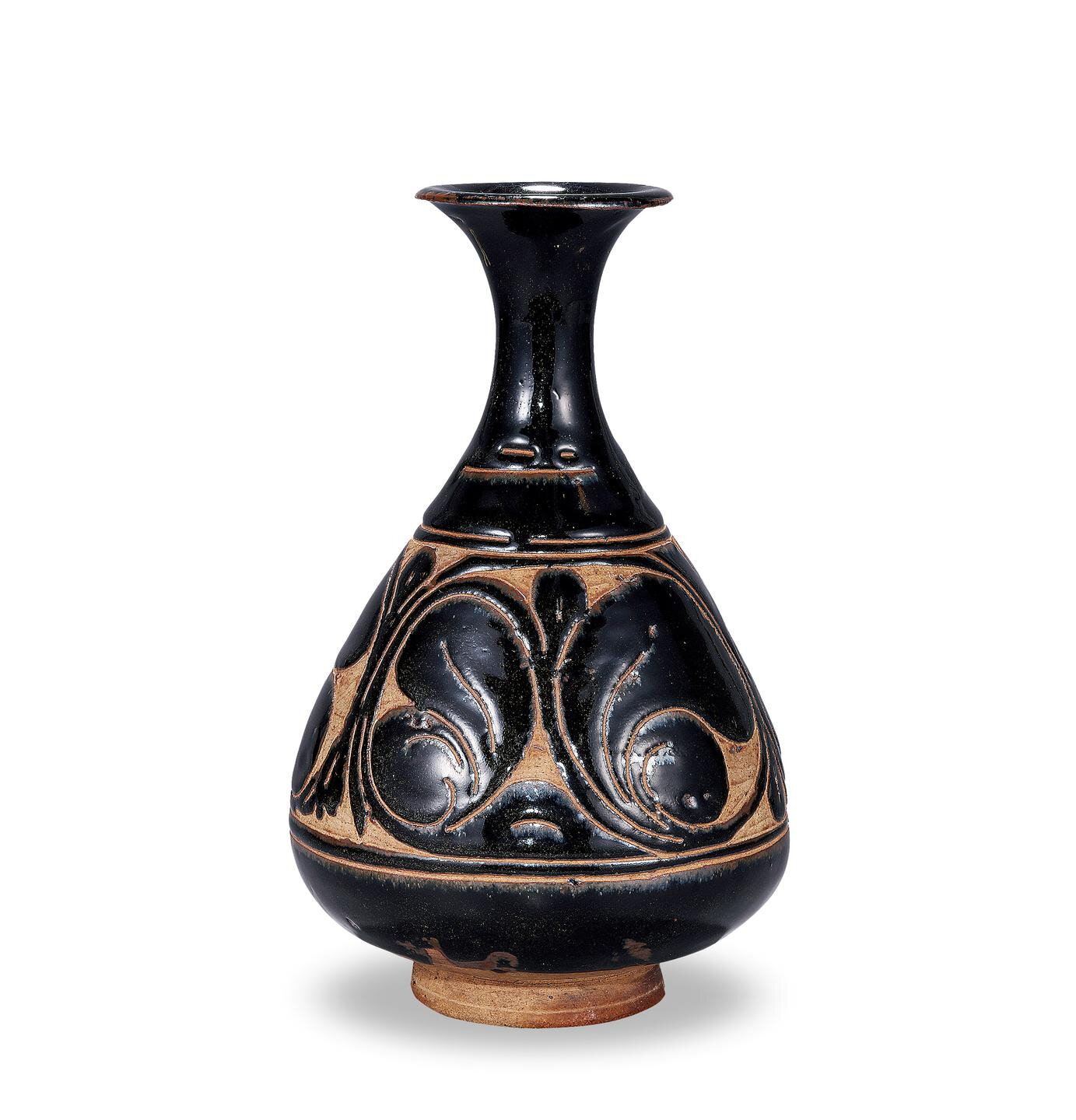 A Carved Cizhou Vase, Yuhuchunping, Yuan Dynasty, 1279-1368