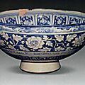 Bowl, porcelain painted in underglaze blue, China, Yuan dynasty. National Museum of Iran.