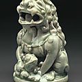 A Yaozhou celadon lion and cub-form censer cover, China, Northern Song-Jin Dynasty, 12th-13th century