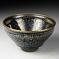 Tea bowl, tenmoku glaze with silvery spots, southern song dynasty, 12th century. jian ware