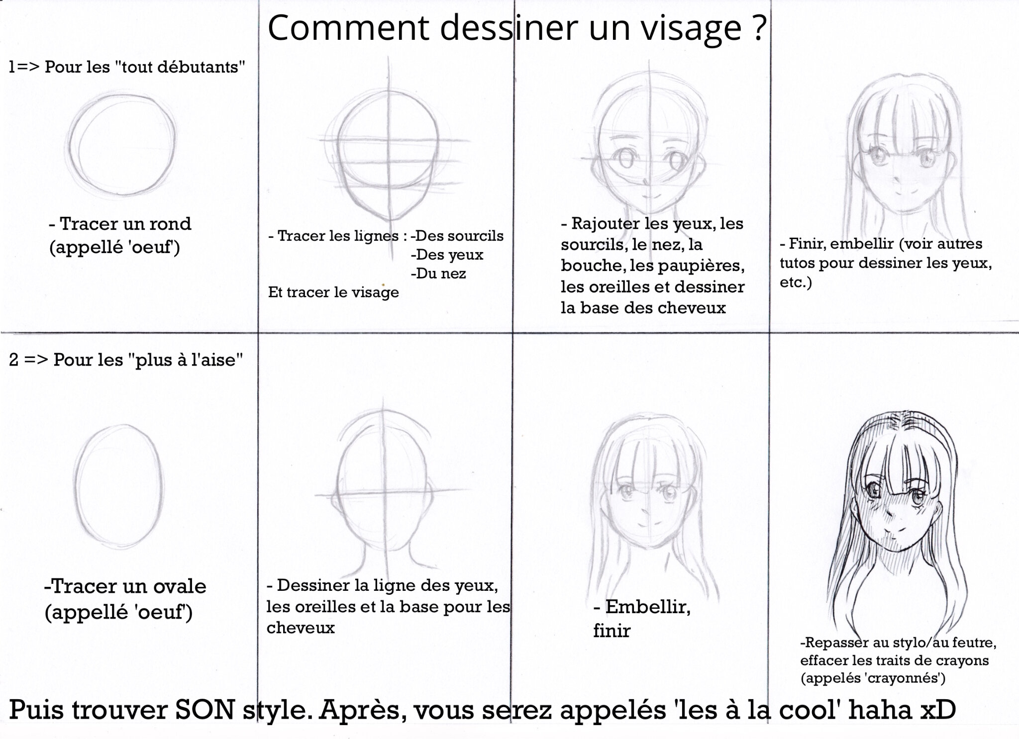 Comment dessiner un visage manga ? - Photo de Apprentissage - おはよう ...