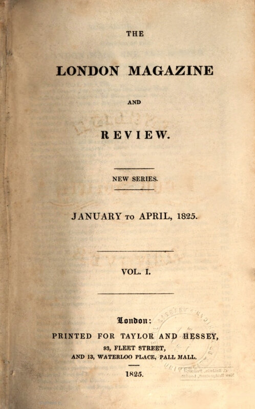 The London Magazine, janv 1825, couv