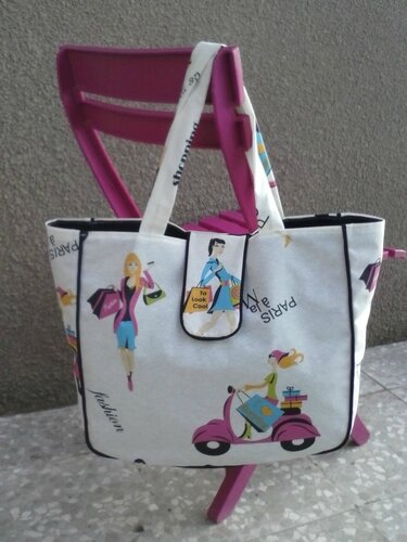 Ensemble Tote bag réversible, porte monnaie, protège chéquier