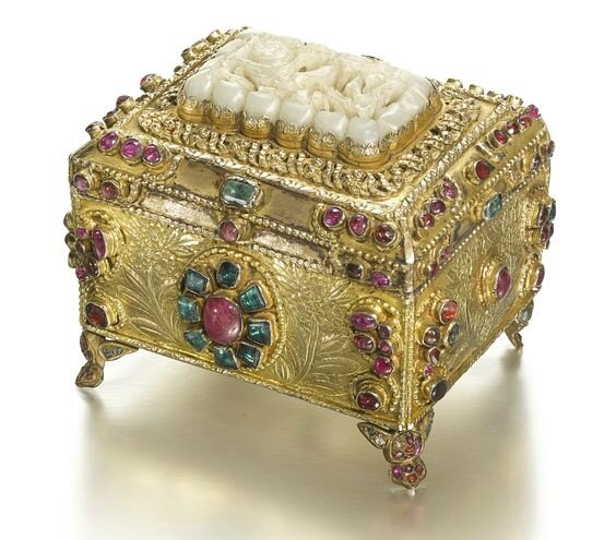 An Ottoman jade and gem-set silver-gilt casket, Turkey and China, 19th ...