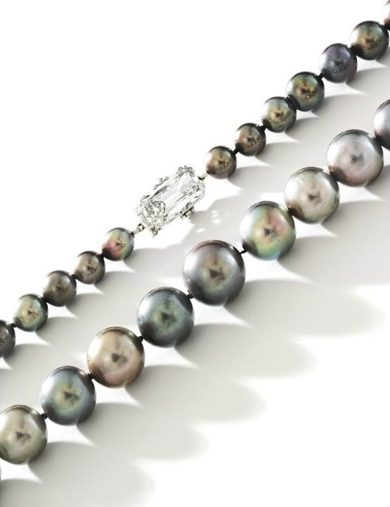 A Highly Important, Rare and Superb Natural Pearl and Diamond Necklace ...